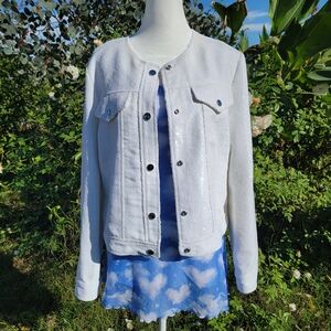 Dolce Cabo White Sequin Formal Dressy Jacket Size M L